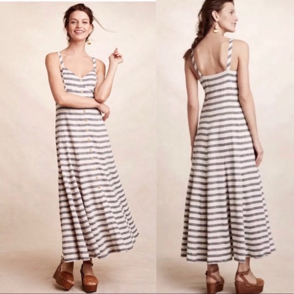 Anthropologie Dresses & Skirts - Anthropologie Maeve Striped Front Button Dress